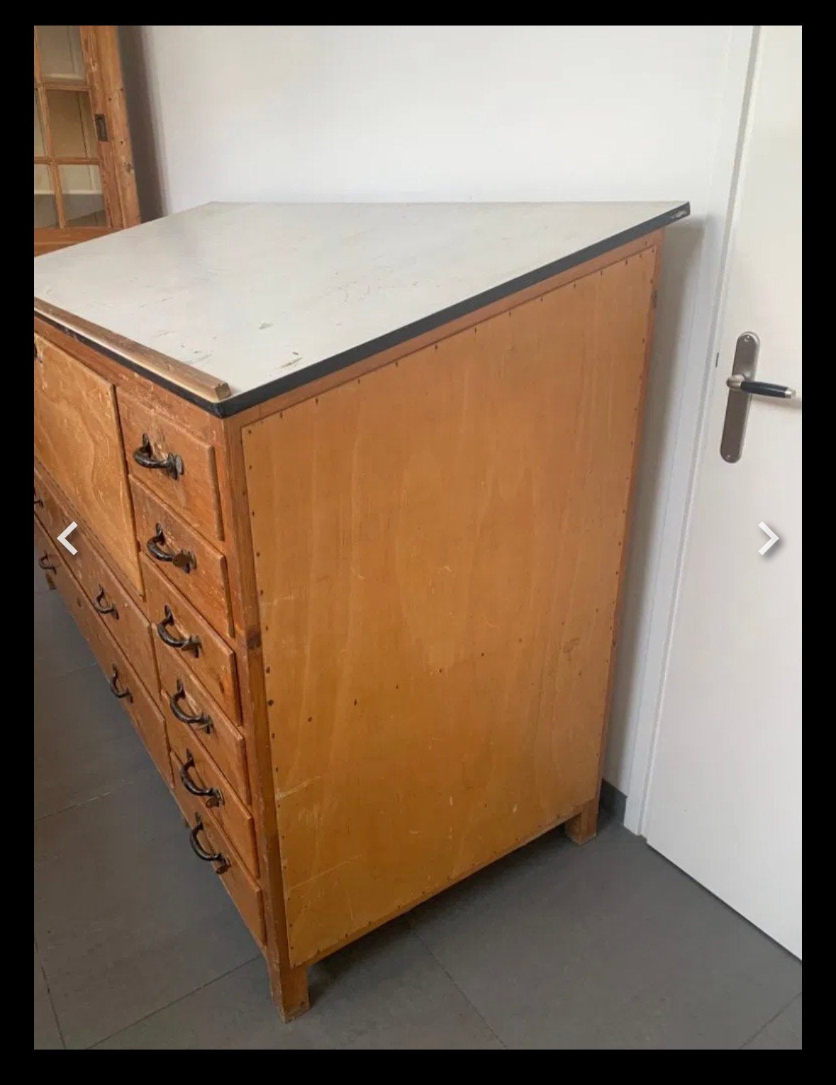 Vintage tekentafel drukkerij storage industieel, Ophalen, Gebruikt, 200 cm of meer, Minder dan 100 cm
