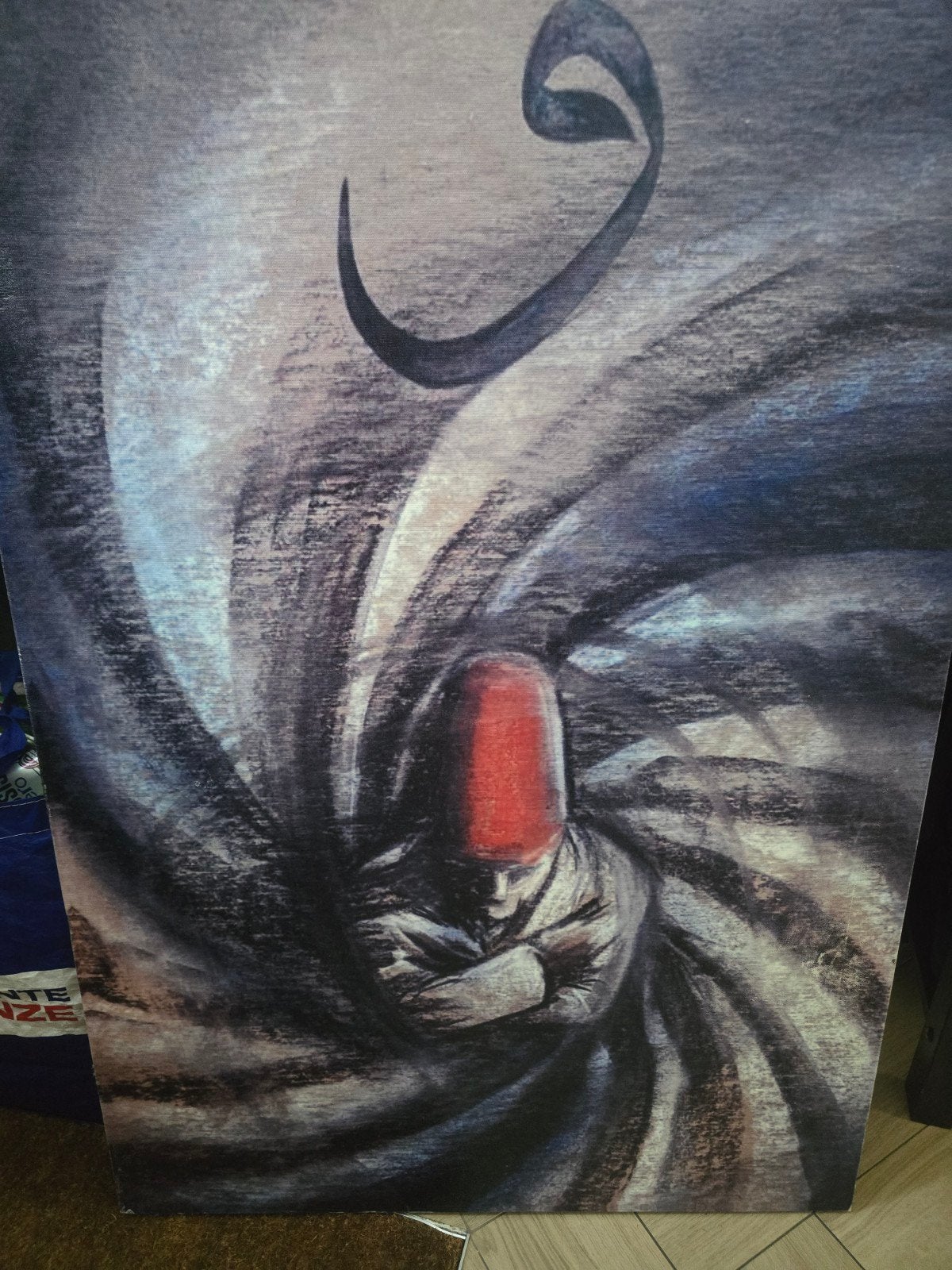 GRATIS Schilderij Derwisj met Arabische kalligrafie, Ophalen of Verzenden