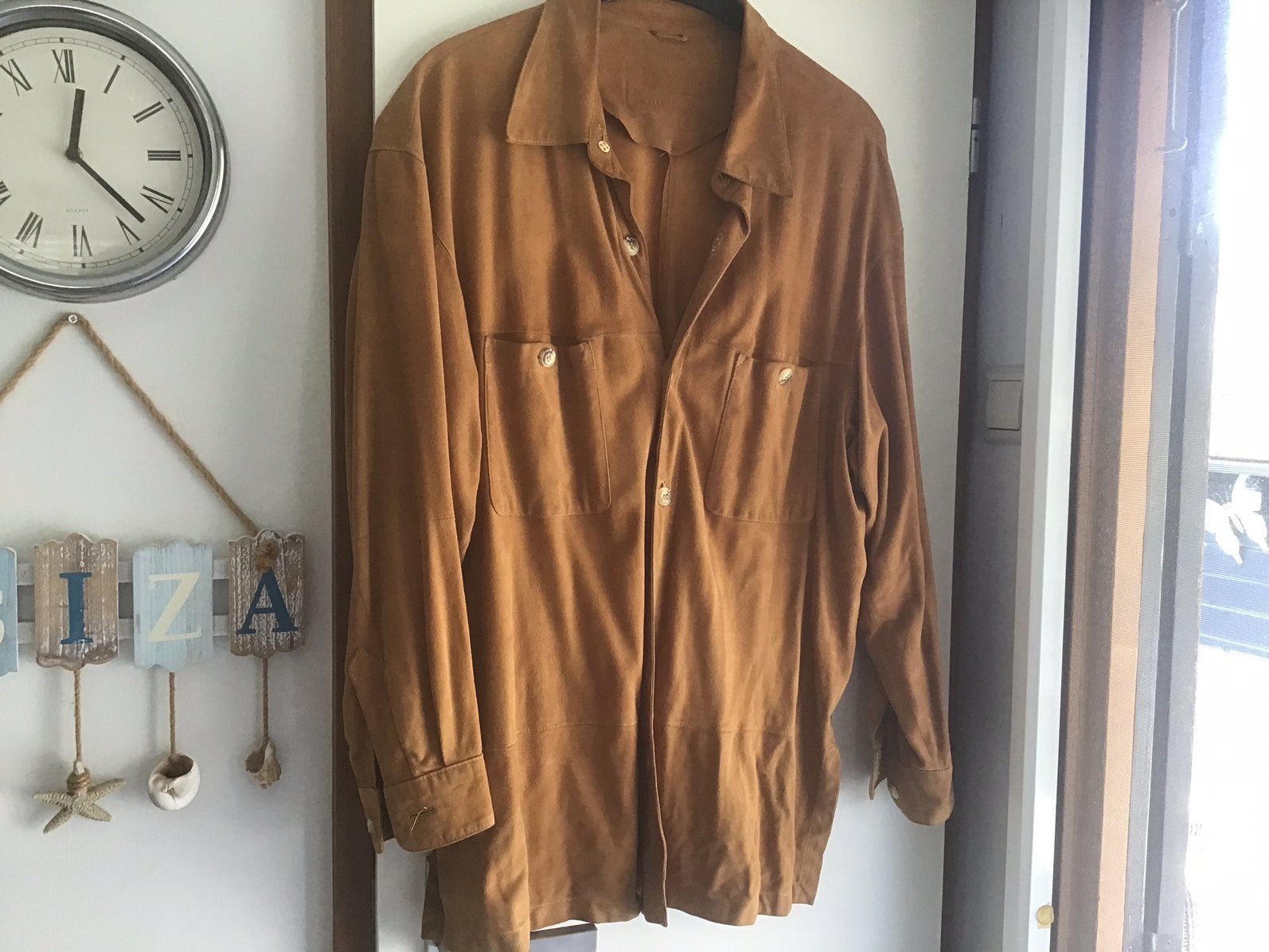 Suede overhemd, Kleding | Heren, Ophalen of Verzenden, Zo goed als nieuw, Bruin, Halswijdte 41/42 (L)