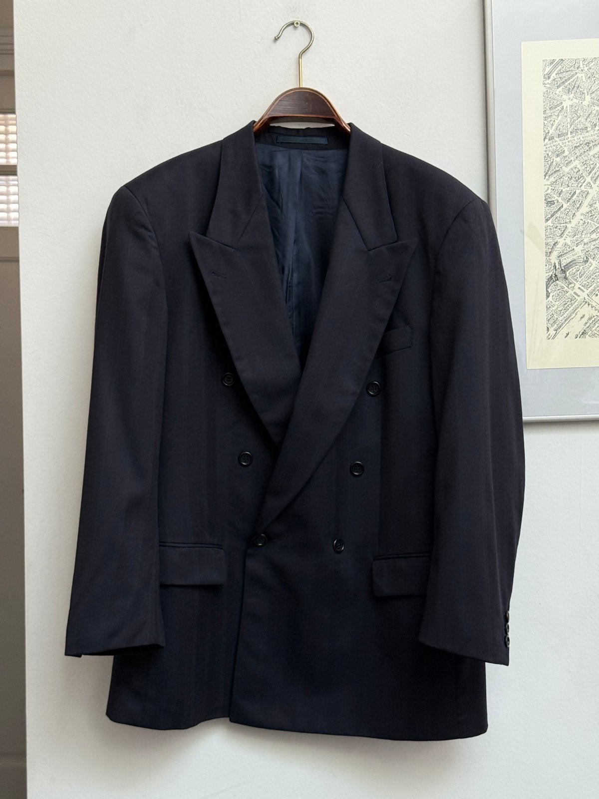 Hugo Boss marineblauwe double breasted colbert, maat 52, Ophalen of Verzenden, Zo goed als nieuw, Maat 52/54 (L), Blauw
