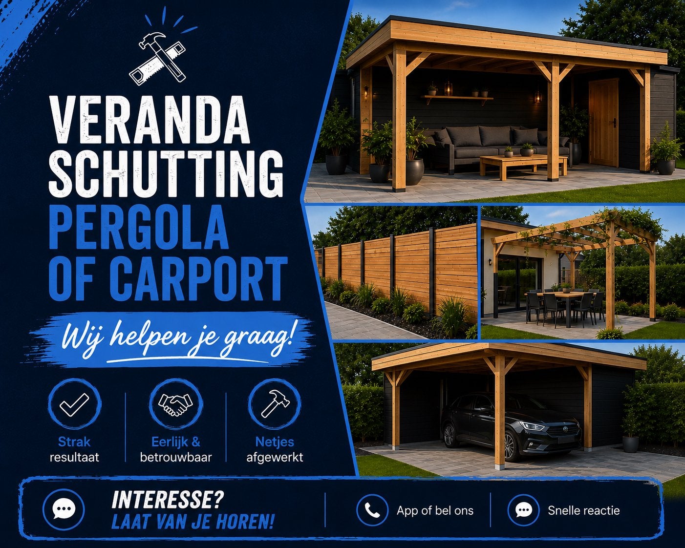 Veranda | Overkapping | Pergola | Carport | Schutting, Ophalen, Nieuw, Veranda