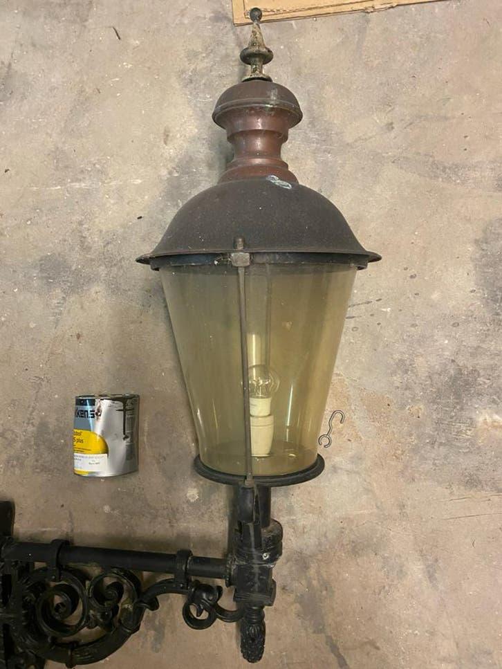 Klassieke koperen buitenlamp met wandbeugel (100x55x40), Ophalen