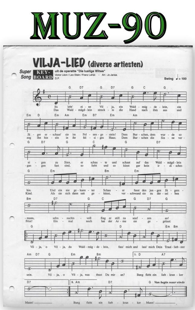 Muz90 Bladmuziek Super song Vilja - lied (die lustige Witwe), Muziek en Instrumenten, Gebruikt, Ophalen of Verzenden, Keyboard