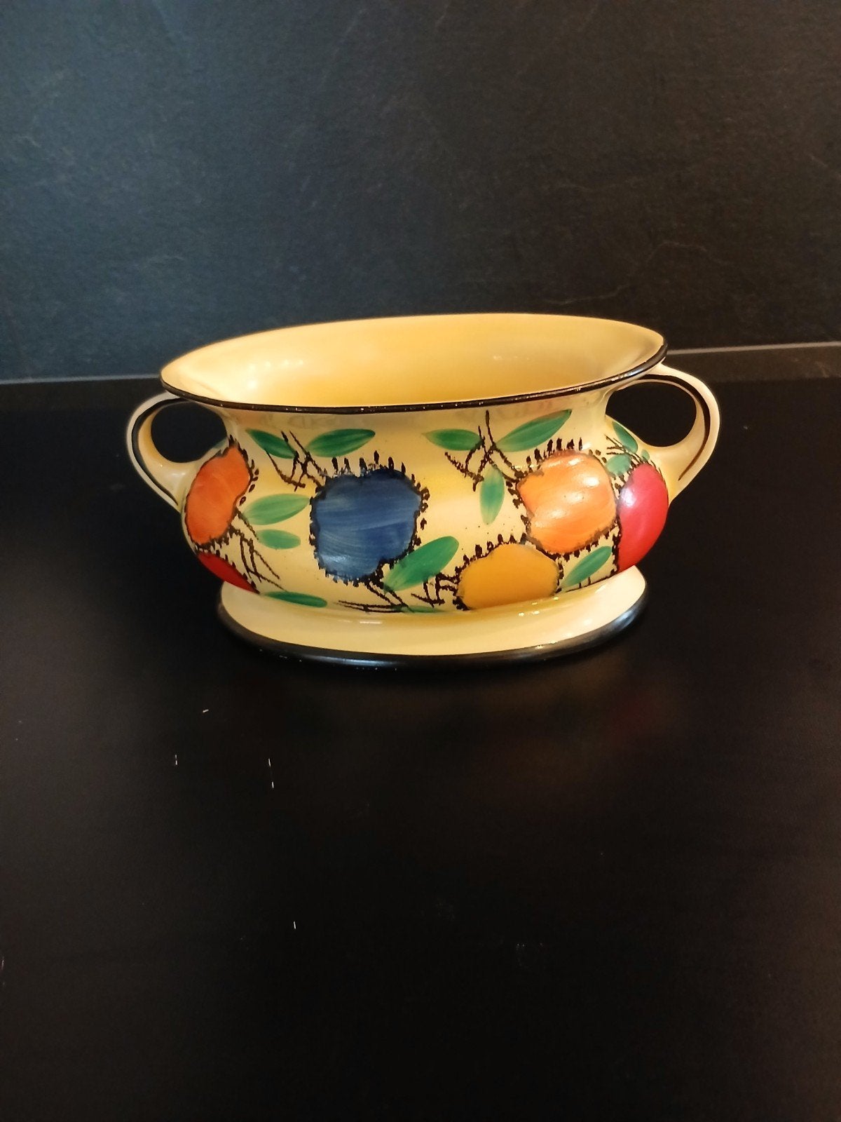 Vintage Handgeschilderde Bloempot/Vaas - Duitsland, Antiek en Kunst, Antiek | Vazen, Ophalen of Verzenden