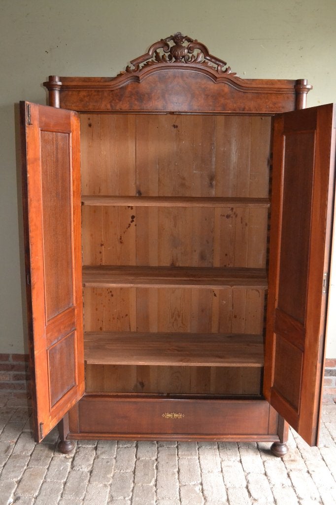 Prachtige antieke noten houten kuifkast, meidenkast., Antiek en Kunst, Verzenden