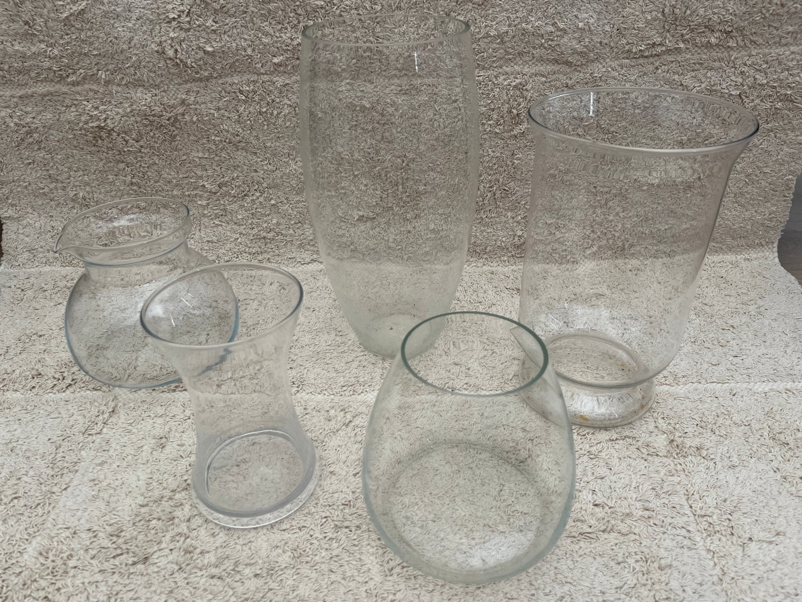 Set van 5 glazen vazen/windlichten, Ophalen
