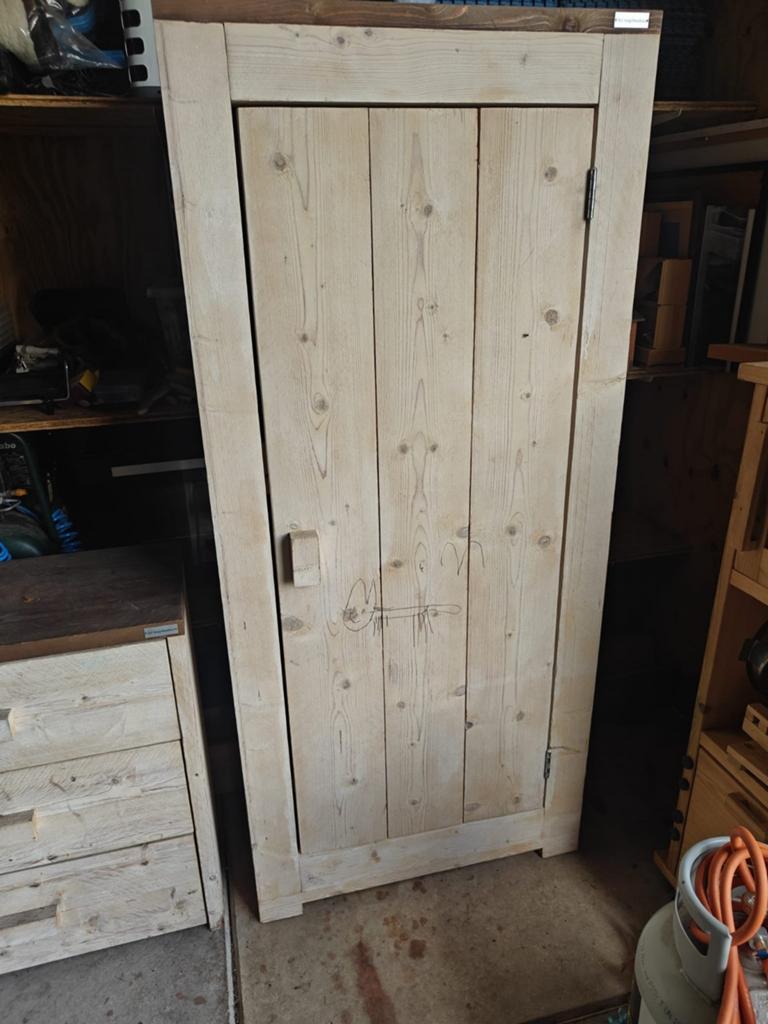 Houten steigerhouten kast en ladekast - Handgemaakt, Ophalen, Gebruikt, 50 tot 100 cm, Rustiek, Landelijk