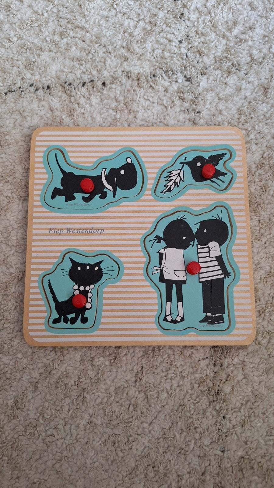 Houten Jip en Janneke puzzel van Fiep Westendorp, Gebruikt, Ophalen of Verzenden, Van hout, Minder dan 10 stukjes