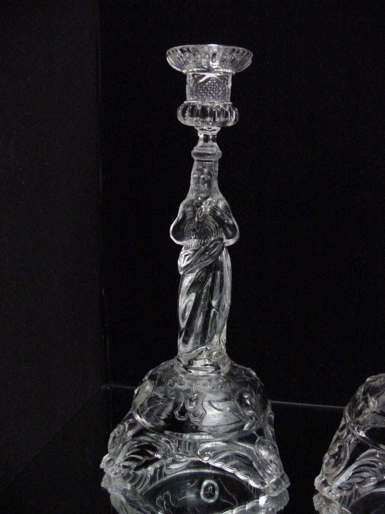 antieke glazen kandelaar Jezus, Ophalen of Verzenden, Glas