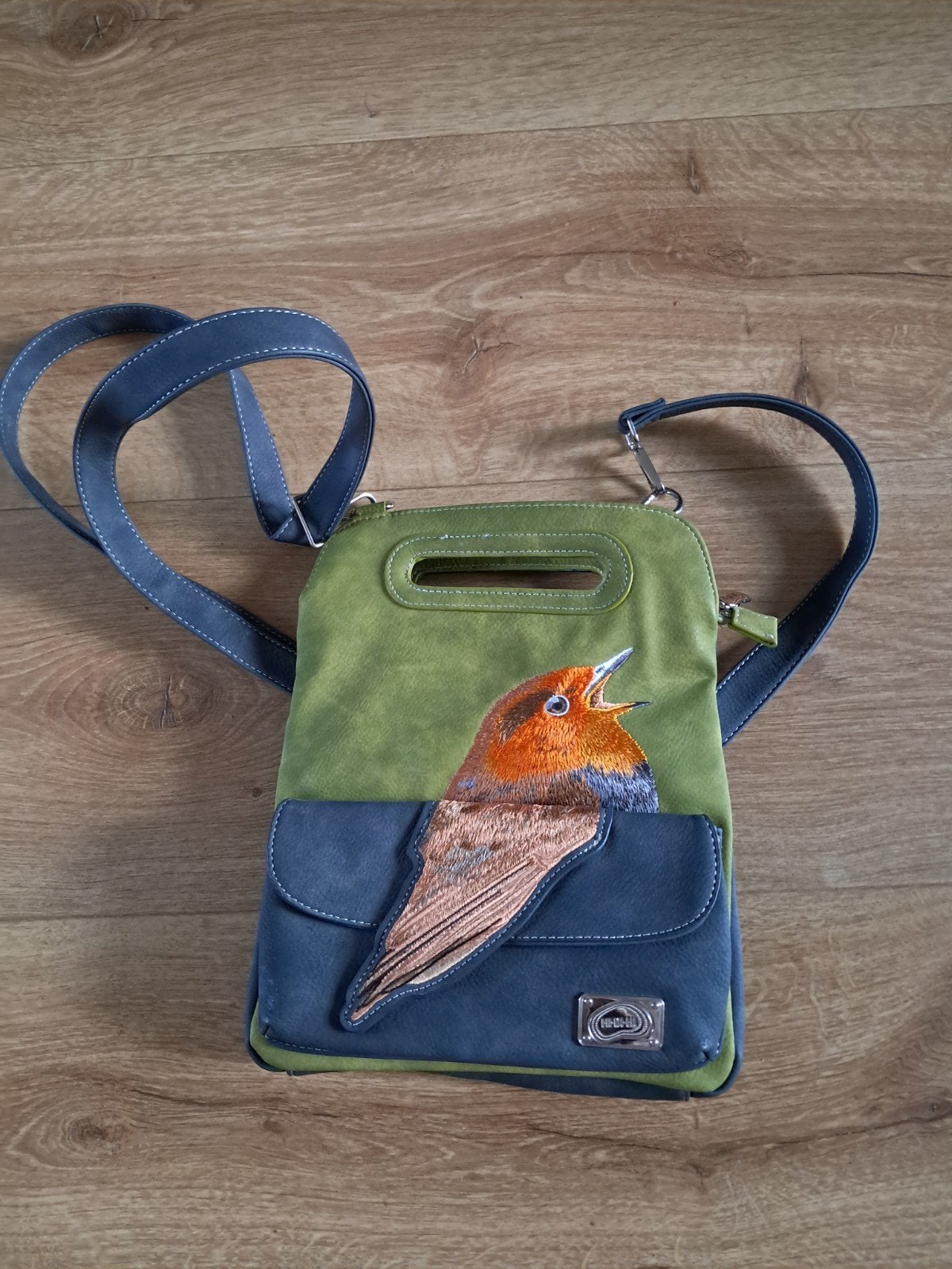 Hi-di-hi schoudertasje met geborduurde vogel, Sieraden, Tassen en Uiterlijk, Tassen | Damestassen, Ophalen of Verzenden, Zo goed als nieuw