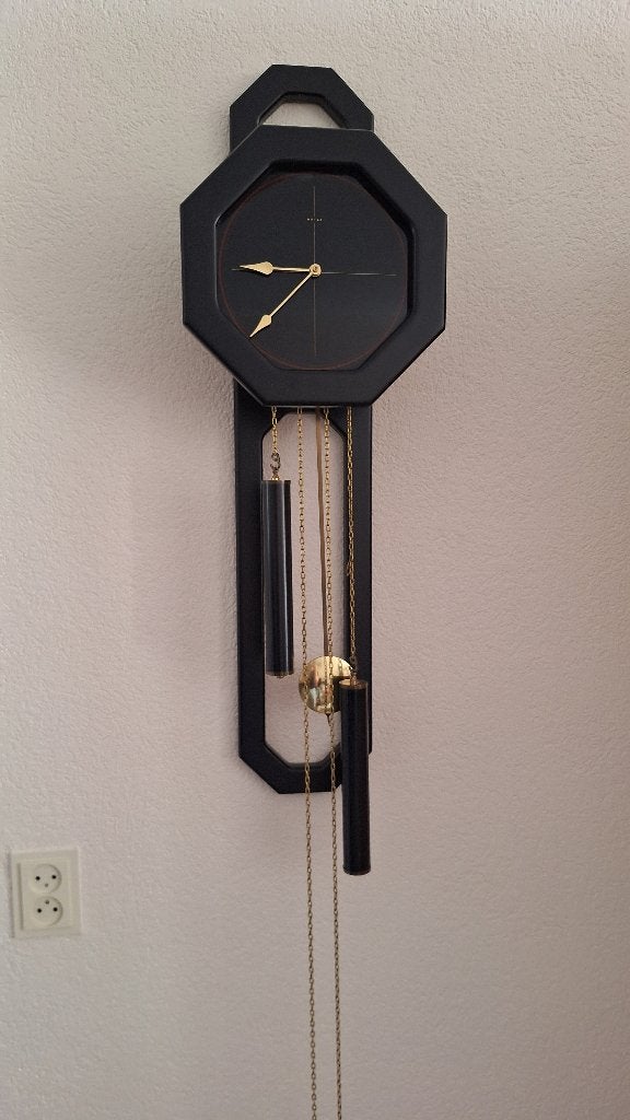 Vintage ORFAC wandklok met slinger en gewichten, Met gewichten, Vintage, Analoog, Ophalen of Verzenden