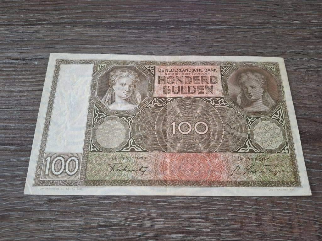 Prachtig biljet 100 gulden Luitspelende Vrouw, 1941, Ophalen of Verzenden, 100 gulden