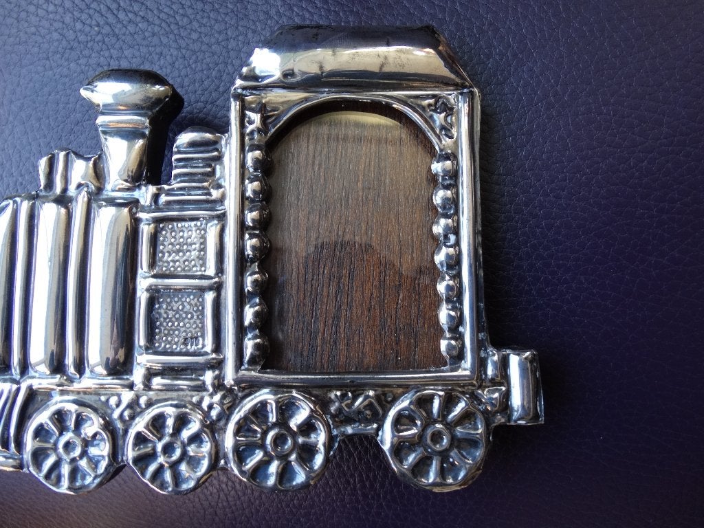 Zilveren fotolijst idvv trein, stoom locomotief, treinstel, Antiek en Kunst, Verzenden, Zilver