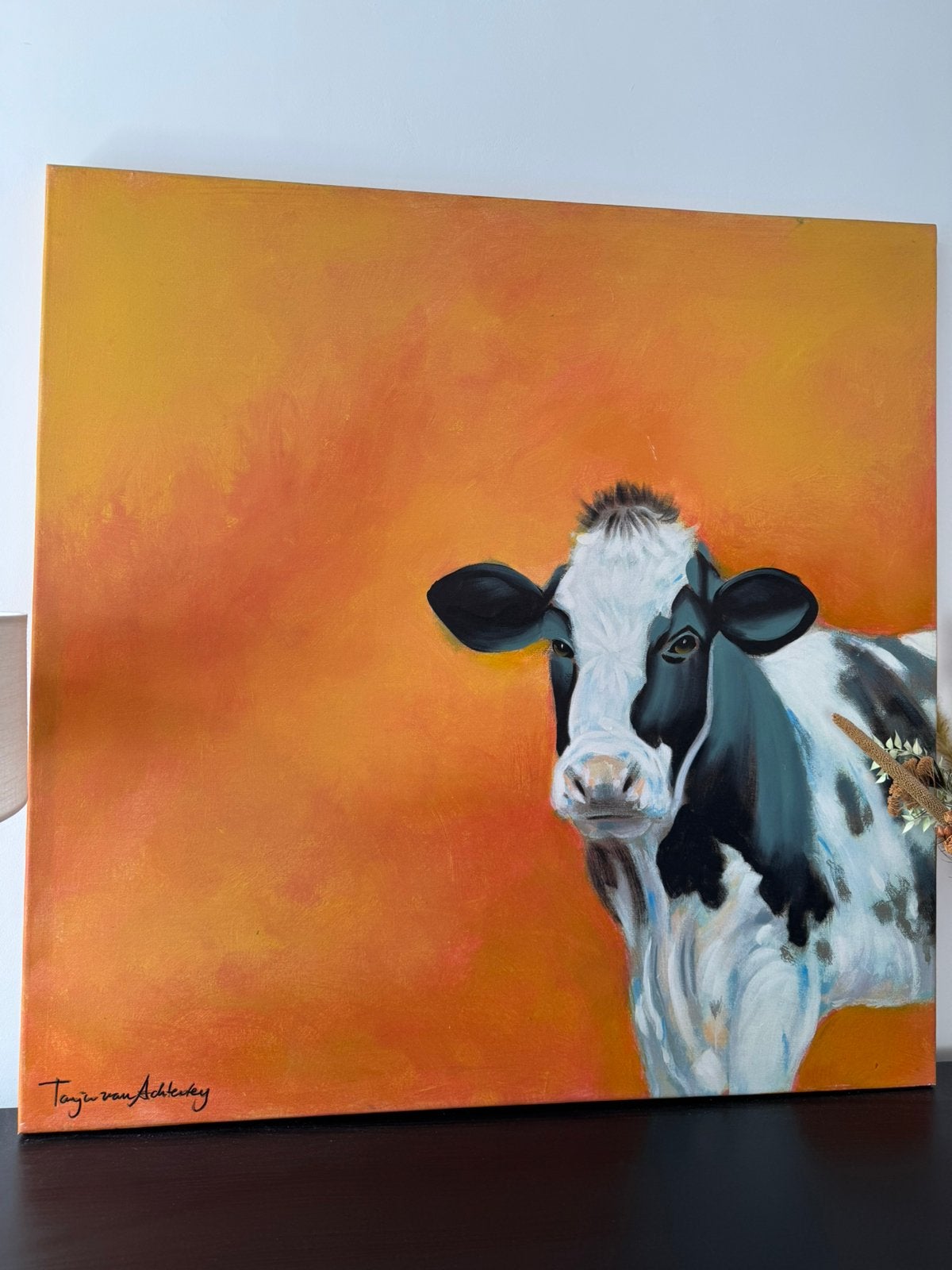 Groot schilderij koe, Ophalen