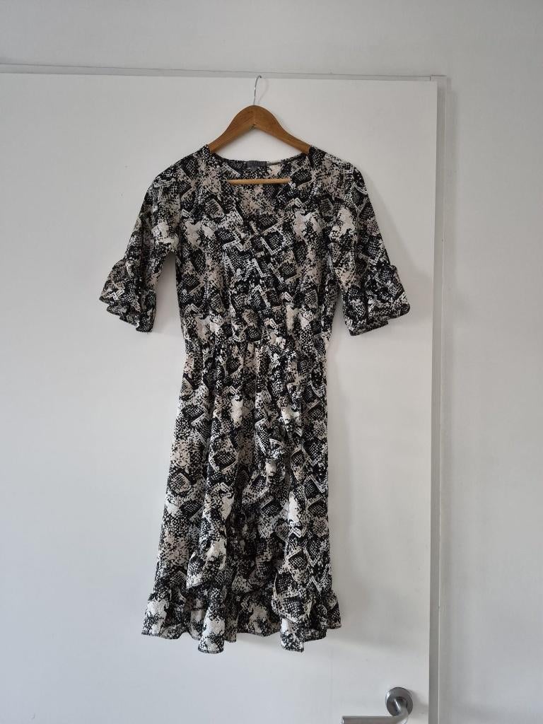 Jurk Liz Devy maat S dames - zwart / beige, Kleding | Dames, Liz Devy, Zwart, Ophalen of Verzenden, Zo goed als nieuw