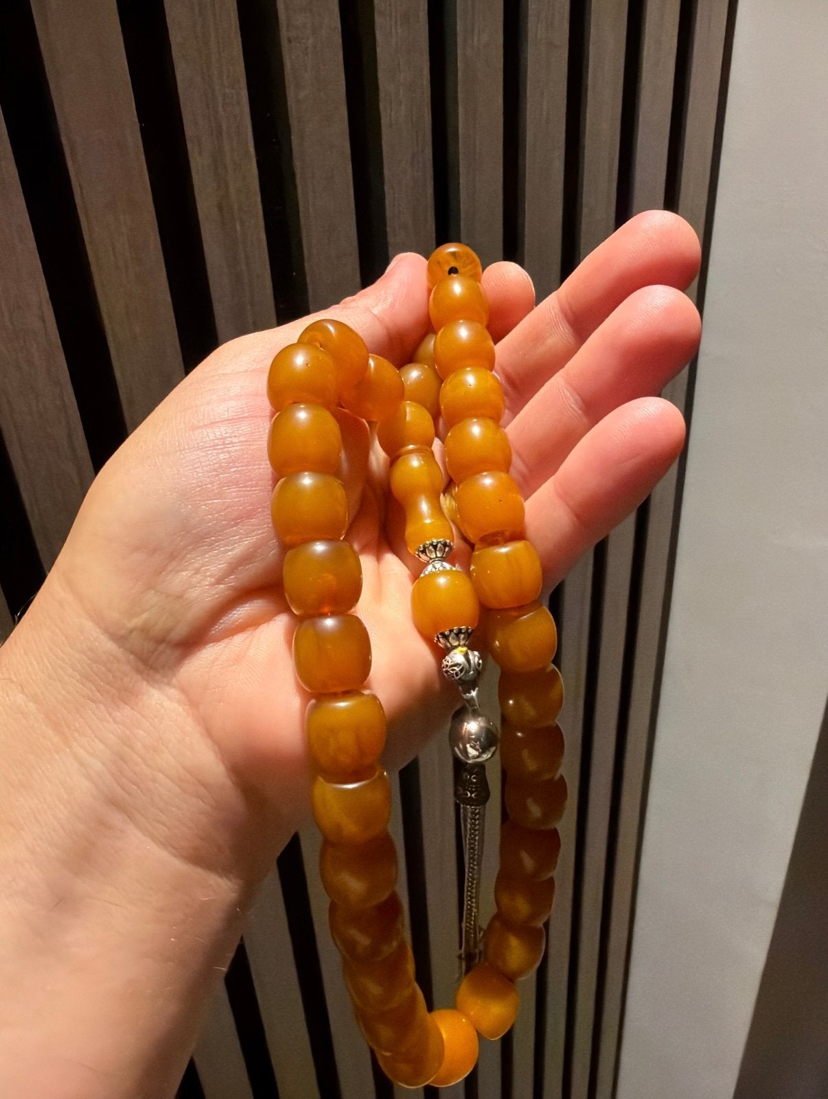 Exclusieve Vintage Baltische Barnsteen (Amber) Tasbih - 33 k, Ophalen of Verzenden, Ketting