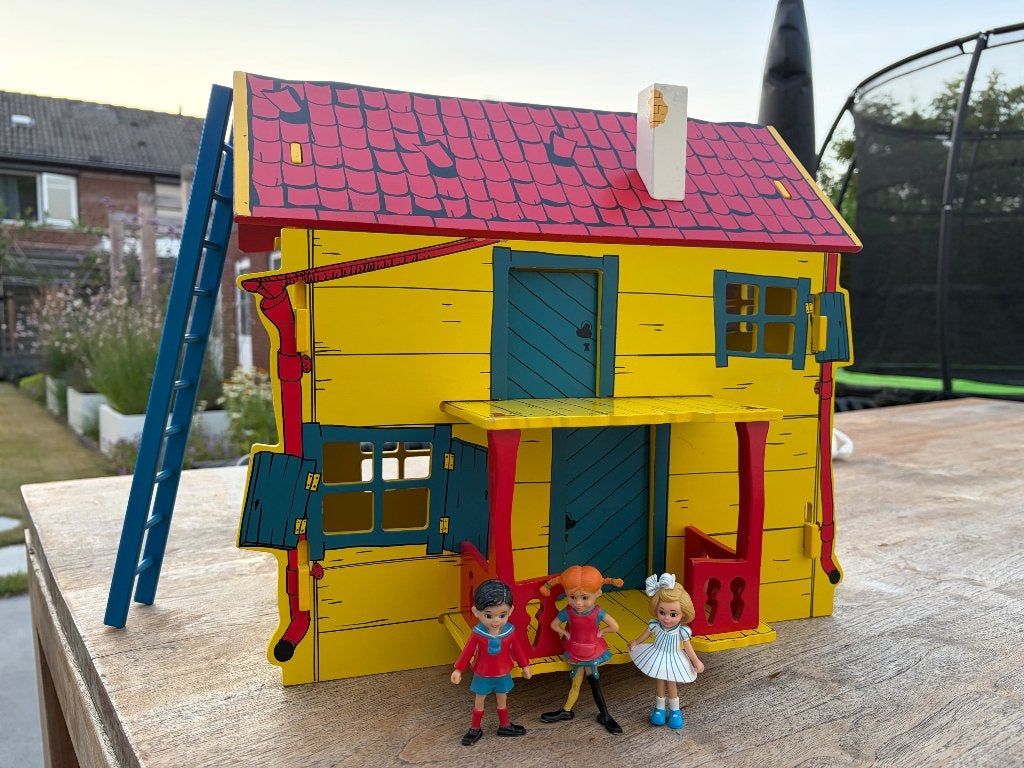 Vintage Pippi Langkous huis villa kakelbont met schoorsteen, Verzenden, Huis en Inrichting