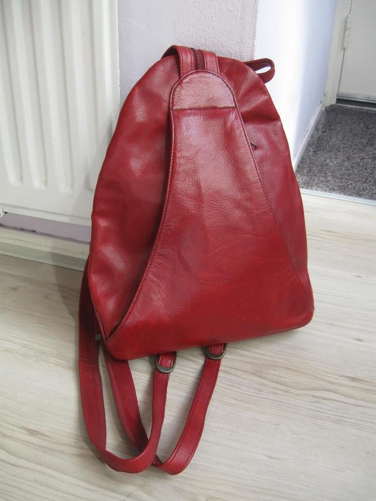BOSBOOM rood leren rugtas in goede staat, Ophalen of Verzenden, Zo goed als nieuw, Rood, Overige typen