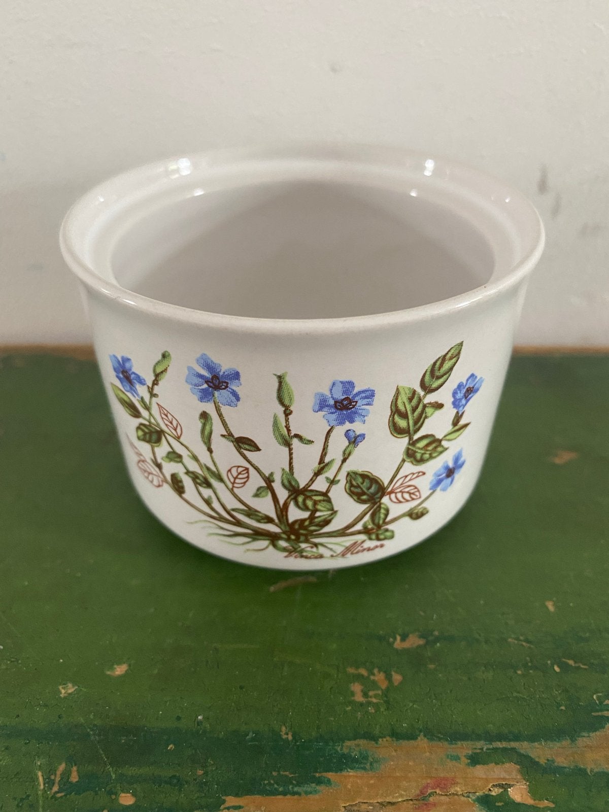 Vintage keramisch potje kommetje blauwe bloemen Wild Flower, Huis en Inrichting, Gebruikt, Keramiek, Vintage, Ophalen of Verzenden