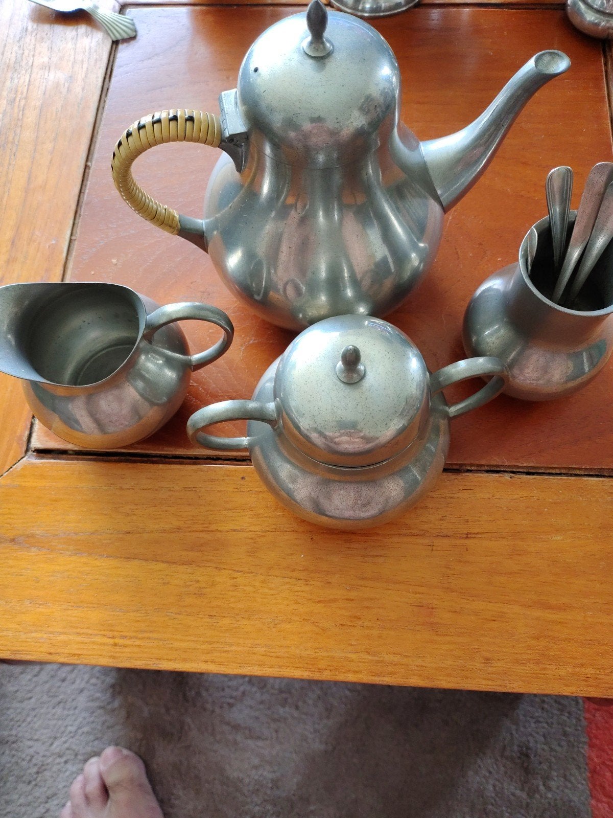 Gero Tin Art Deco Theeservies - Chris van der Hoef, Antiek en Kunst, Ophalen of Verzenden