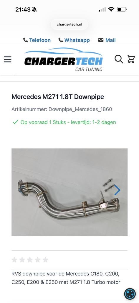 Mercedes M271 EVO 1.8T Downpipe RVS C180 C200 C250 E200 E250, Auto-onderdelen, Ophalen of Verzenden, Gebruikt, Mercedes-Benz