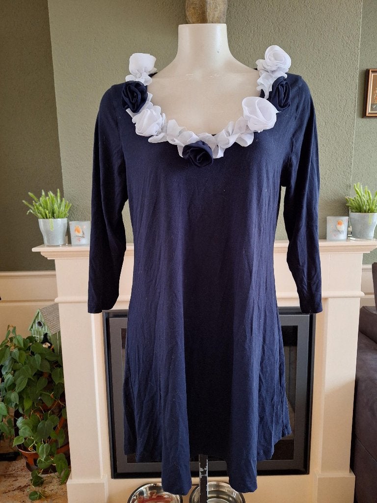 Yoek mooie blauwe bloemen tuniek top M 44, Yoek, Maat 42/44 (L), Zo goed als nieuw, Verzenden