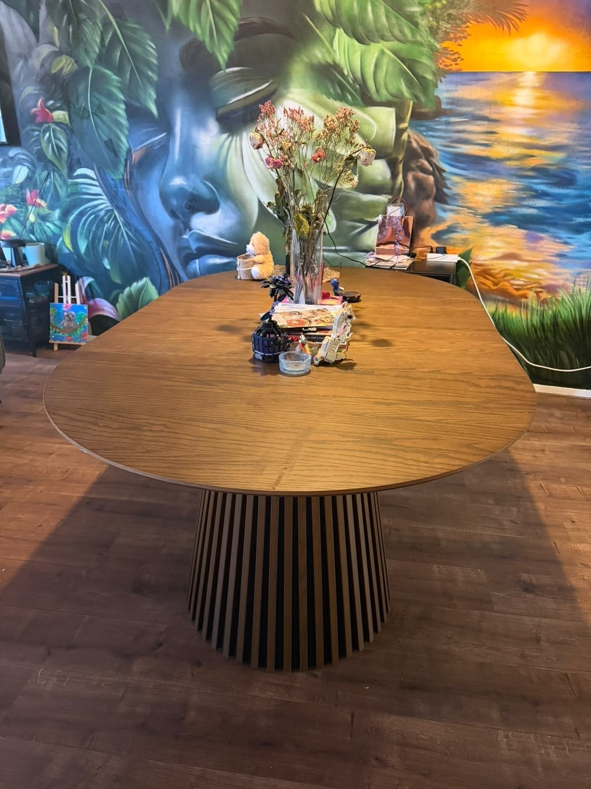 Lewis Uitschuifbare Eettafel Gerookt Eikenfineer, Huis en Inrichting, Ophalen, Eikenhout, 50 tot 100 cm, Zo goed als nieuw