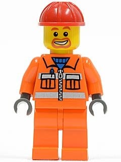LEGO City cty0111 Construction Worker - Orange Zipper,, Lego, Ophalen of Verzenden, Minifiguur, City