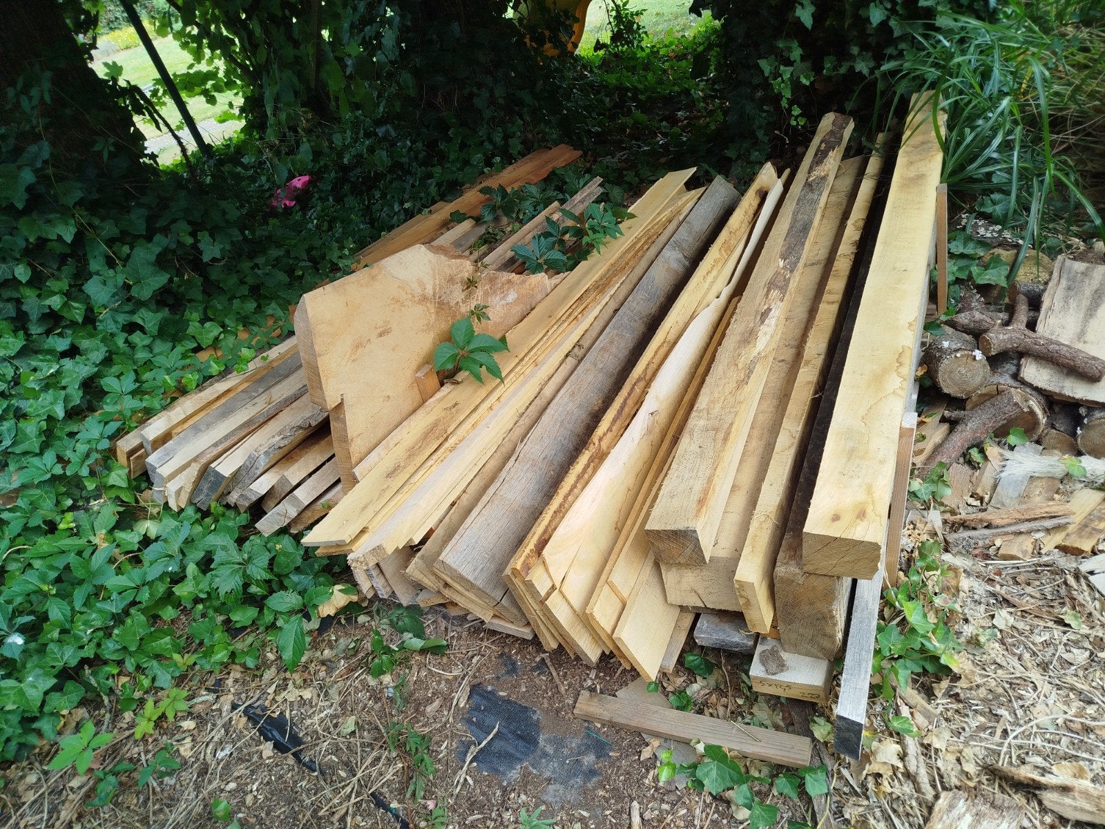 Gedroogd eiken houten planken, balken, schaaldelen, Tuin en Terras, Ophalen, 250 cm of meer, Balken
