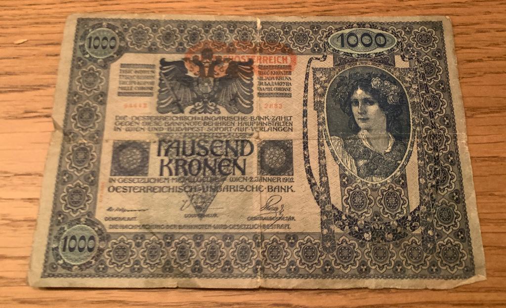 Oostenrijk-Hongarije 1000 Kronen Biljet 1902 briefgeld, Postzegels en Munten, Ophalen of Verzenden, Hongarije