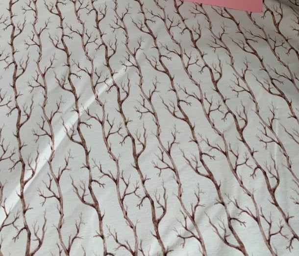 Mooie Katoentricot stof takjes, Hobby en Vrije tijd, Stoffen en Lappen, 120 cm of meer, 200 cm of meer, Ophalen of Verzenden, Zo goed als nieuw