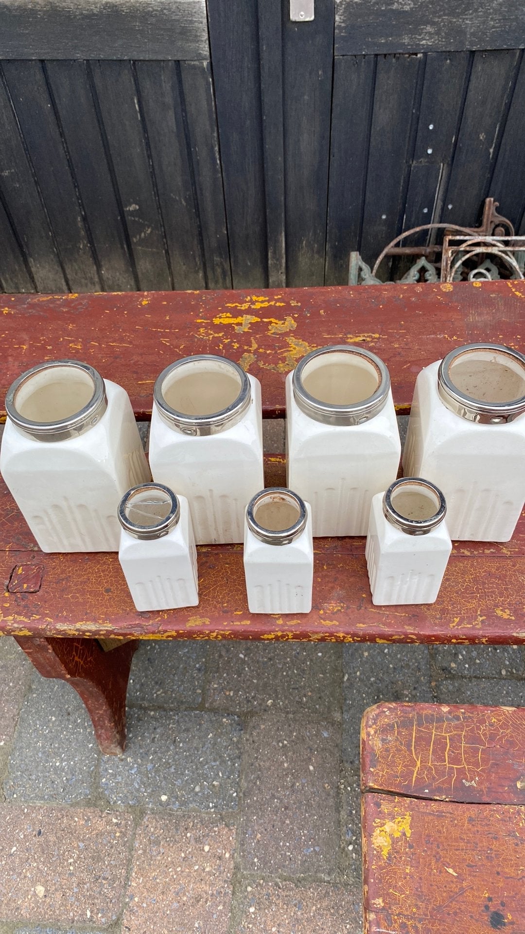 7 brocante voorraadpotten, Antiek en Kunst, Ophalen of Verzenden