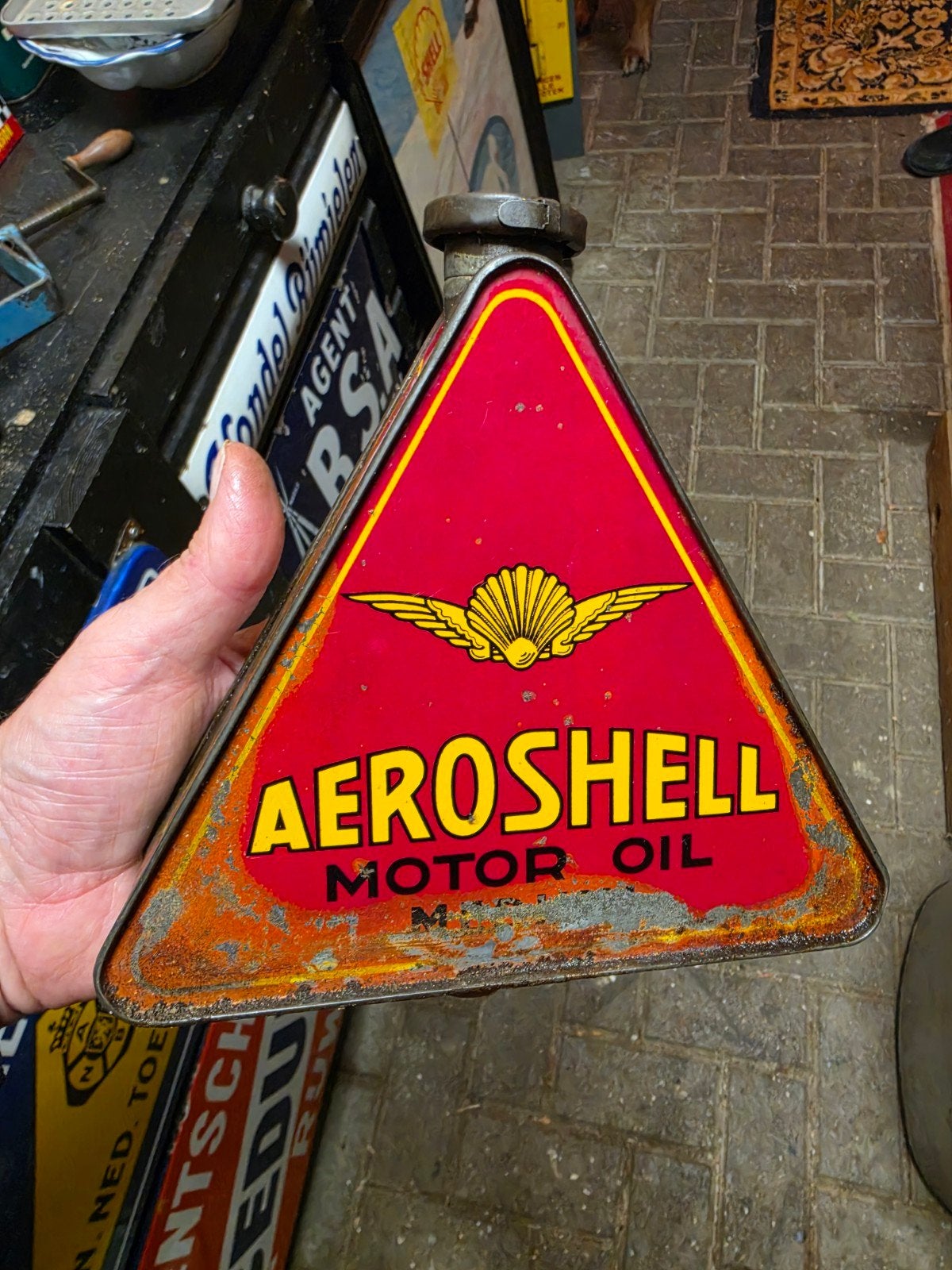 Aeroshell Shell olie 1 liter triangle oil, Ophalen of Verzenden, Gebruikt, Verpakking