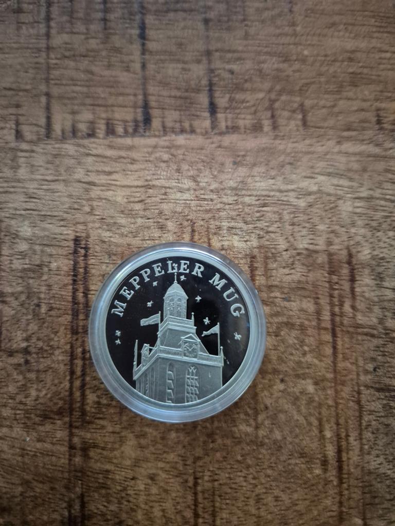 Meppeler Mug 850 Jaar Meppel Penning 1991 Zilver, Ophalen of Verzenden