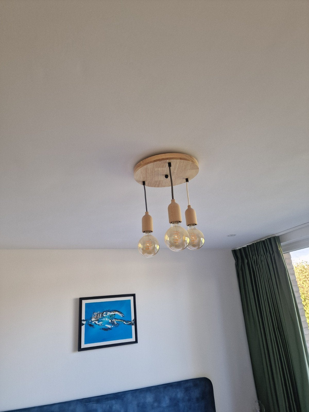 Plafondlamp met hout & 3 traps Calex led, Ophalen, Hout