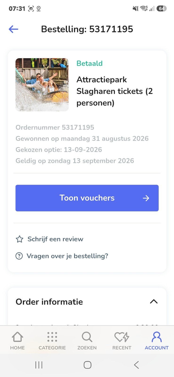 2 dagkaarten attractie park Slagharen, Drie personen of meer, Ticket of Toegangskaart