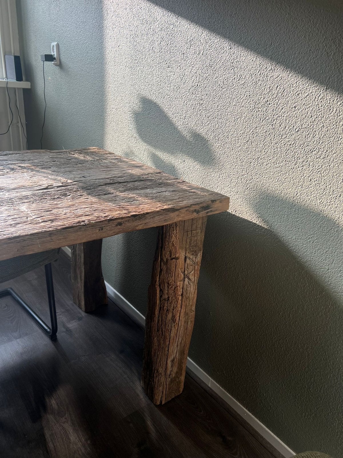 Robuuste houten eettafel - Landelijke stijl, Ophalen, Gebruikt, 50 tot 100 cm, Landelijk industrieel