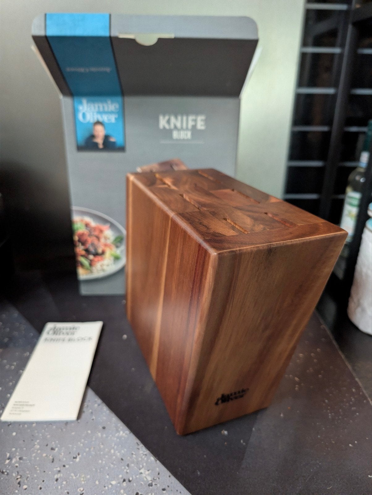 Jamie Oliver Messenblok Hout - Nieuw in doos, Huis en Inrichting, Overige typen, Hout, Nieuw, Ophalen of Verzenden