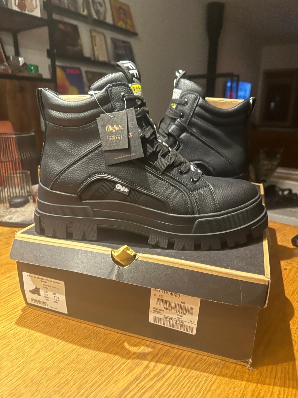 Buffalo Aspha NC Mid BS Vegan Nappa Black Maat 45, Kleding | Heren, Zwart, Boots, Nieuw, Ophalen of Verzenden