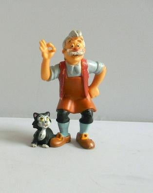 Gepetto met poes en Pinokkio sleutelhanger, Ophalen of Verzenden, Peter Pan of Pinokkio, Zo goed als nieuw, Beeldje of Figuurtje