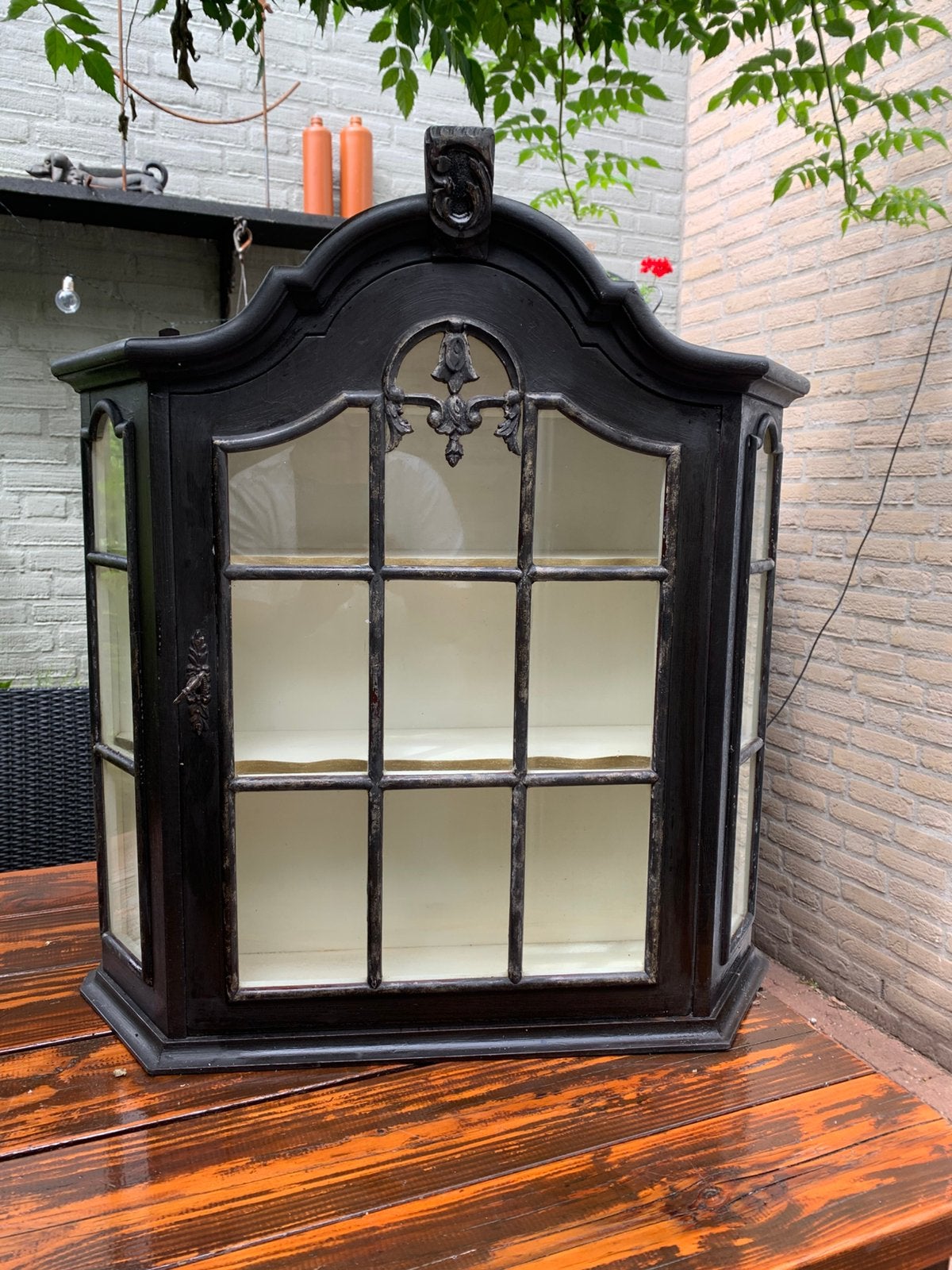 Leuk brocante hang kastje met glas, Ophalen, 50 tot 100 cm, Minder dan 100 cm, Glas