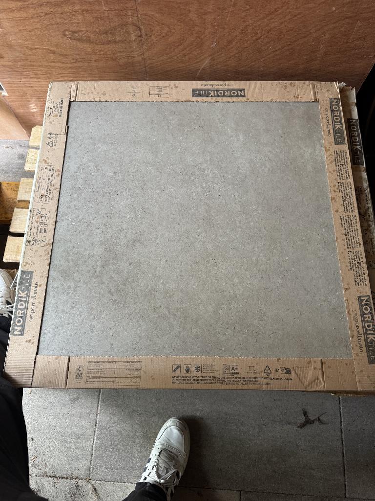 Keramische tegels 80x80 betonlook Italiaans 21,76 m2, Ophalen, 60 cm of meer, Nieuw, 10 m² of meer