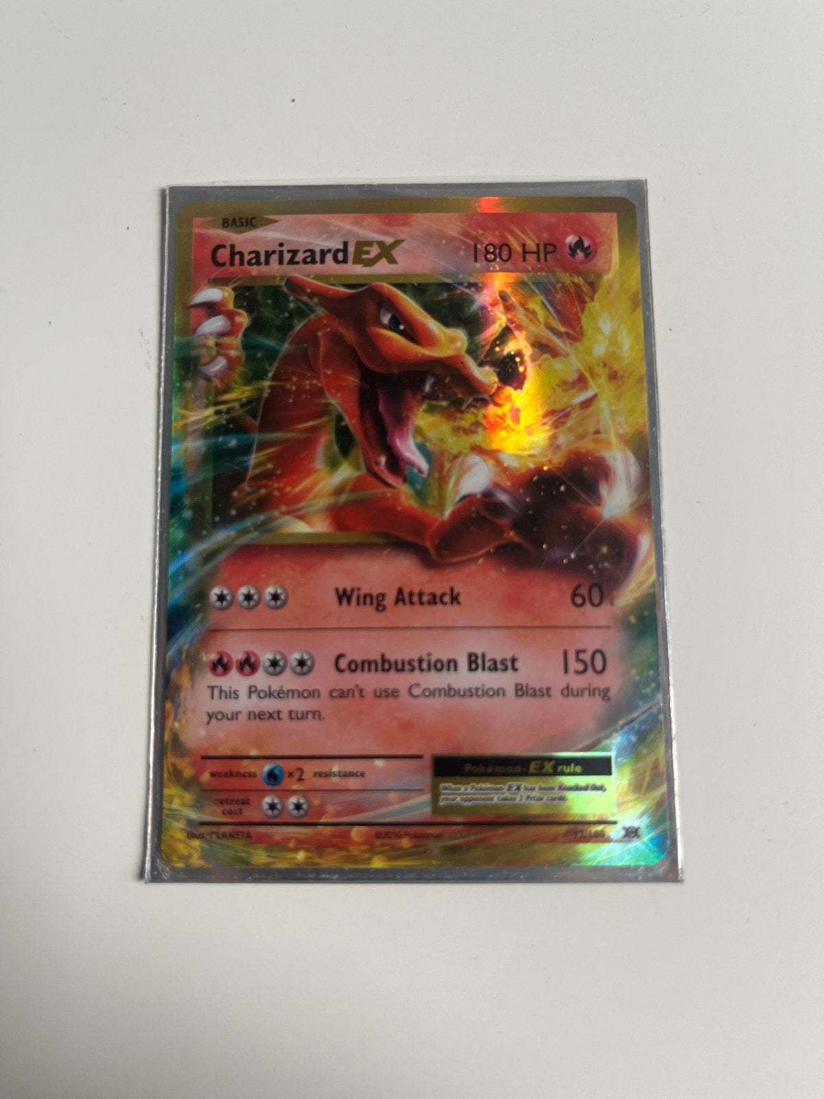 Pokémon Kaart Charizard EX 180 HP Foil, Ophalen of Verzenden, Zo goed als nieuw, Losse kaart, Foil