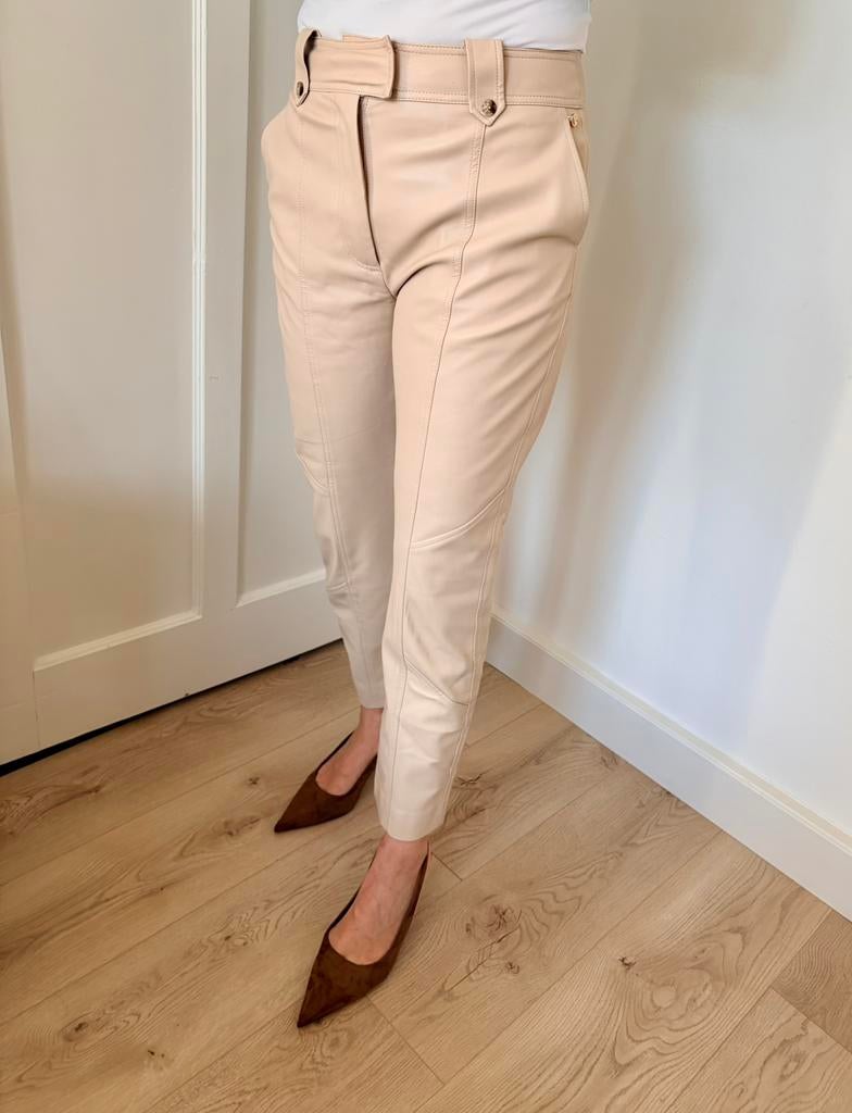 Josh V vegan leren broek crème maat S, Ophalen of Verzenden, Zo goed als nieuw, Maat 36 (S), Beige