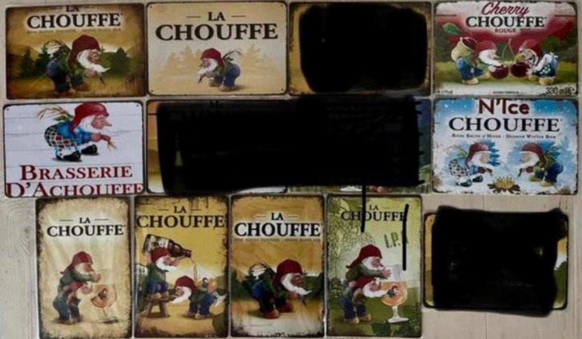 La Choufe bier metalen wandborden 20x30 cm, Ophalen of Verzenden, Zo goed als nieuw, Reclamebord