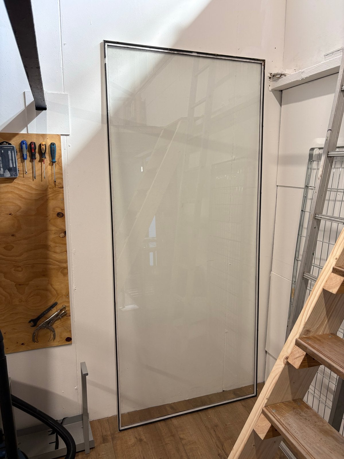 Groot voorzetraam met aluminium frame 98cm x 223cm, Ophalen, Gebruikt, 80 tot 120 cm, 160 cm of meer