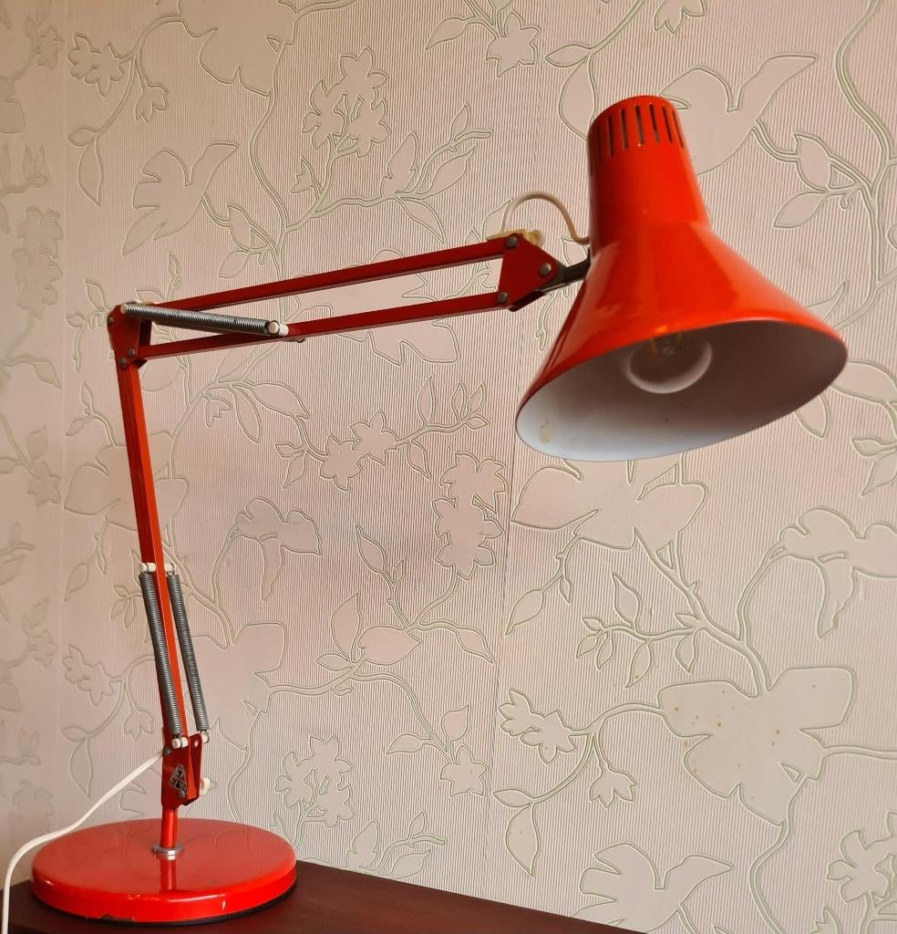 te koop: rode NF bureaulamp, retro vintage jaren 70, Gebruikt, Ophalen of Verzenden, Retro vintage seventies, Metaal
