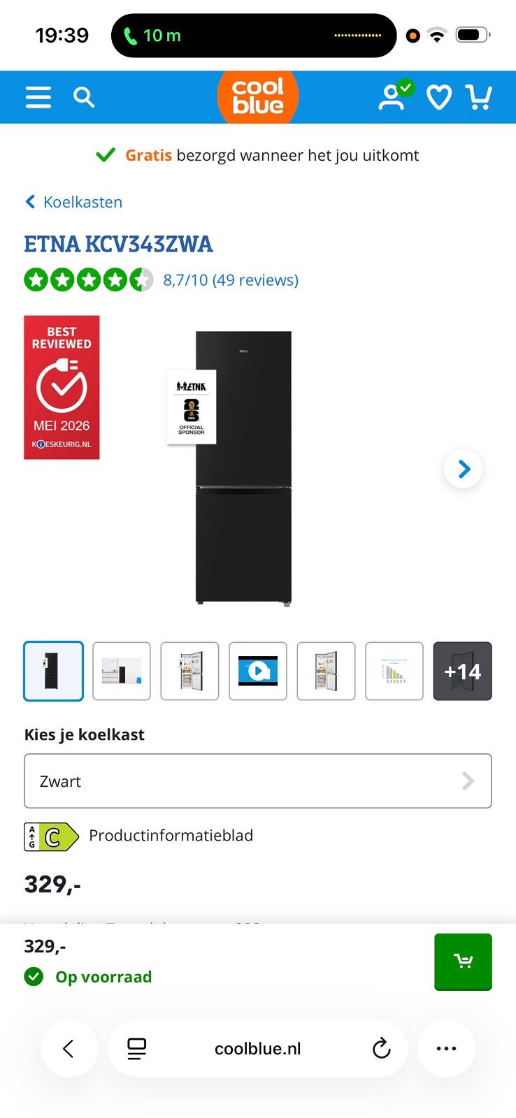koel-vriescombinatie, Witgoed en Apparatuur, Koelkasten en IJskasten, Ophalen, 200 liter of meer, Met aparte vriezer, Nieuw