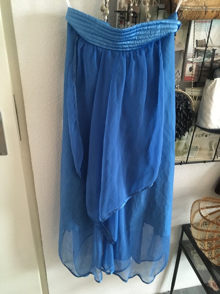 Vintage blauwe voile Vera Mont design rok gala boho 36 S M, Blauw, Ophalen of Verzenden, Zo goed als nieuw, Vera Mont
