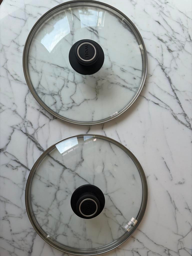 Woll deksel 26 cm diameter 2 stuks, Ophalen of Verzenden, Gebruikt, Overige materialen, Koekenpan of Braadpan